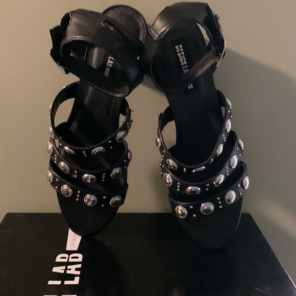 Design Lab Black Studded Sandals - Picture 2 of 4